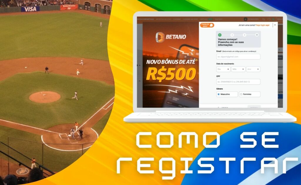 instruções para se registrar no site da Betano no Brasil